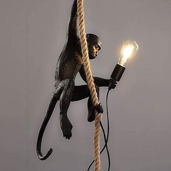 Loft Vintage Resin Hemp Rope Monkey store Pendant Light Fixture white